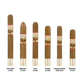 Assorted cigars with labels on a white background