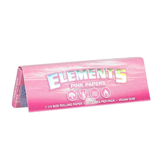 Pink rolling paper pack with 'Elements' branding on a white background