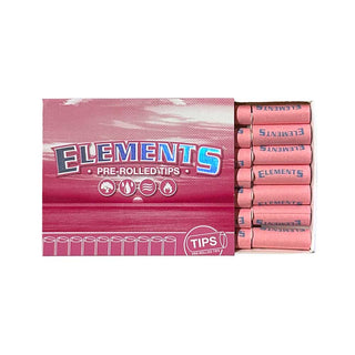 Pack of Elements pre-rolled tips with pink packaging on a white background