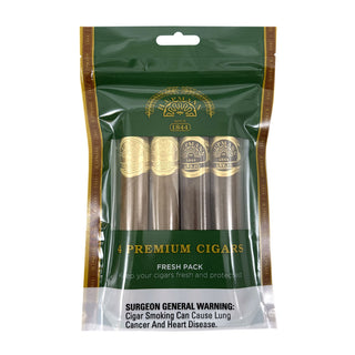 Sampler Pack of four premium cigars in green packaging with gold labels.