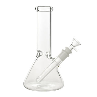 Clear glass beaker water pipe on a white background