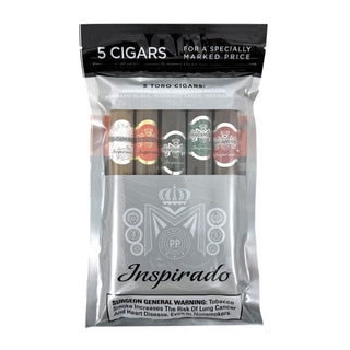 Sampler Pack of Macanudo Inspirado cigars with visible branding and warning label on a white background