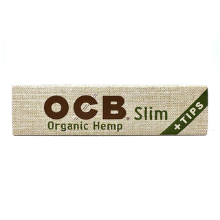 OCB Organic Hemp Slim rolling paper pack on a white background