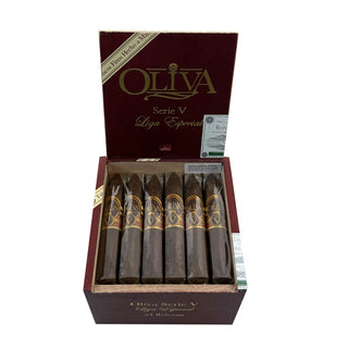 Box of Oliva Serie V Liga Especial cigars on a white background