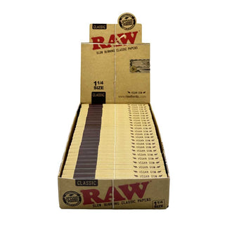 Box of Raw rolling papers with visible branding on a white background