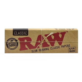 Box of Raw classic papers on a white background