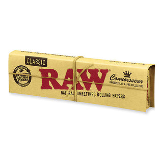 Pack of Raw rolling papers with red and black text on a white background