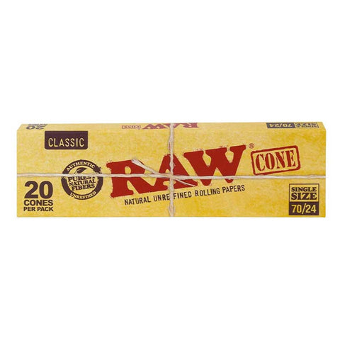 RAW Classic Pre Rolled Cones Single Size 70/24 (20/Pack)
