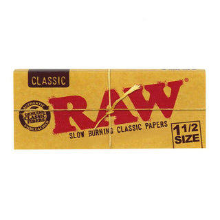 Box of Raw classic rolling papers on a white background