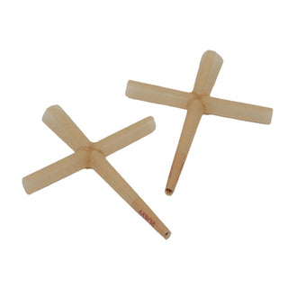 Two wooden RAW Cone Cross on a white background