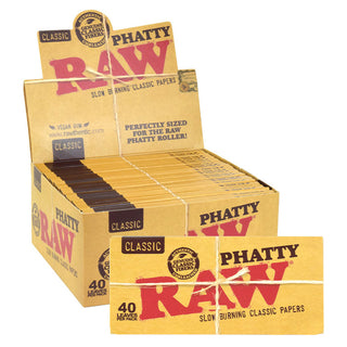 Box of Raw Phatty Classic rolling papers on a white background