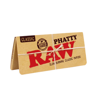 Raw rolling paper pack with 'Phatty' branding on a white background