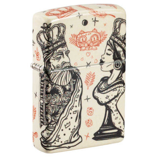 Zippo Lighter with King and Queen design on a white background