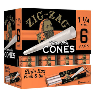 Box of Zig-Zag ultra thin cones with a slide box design.