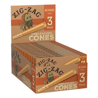 Box of Zig-Zag King Size unbleached cones on a white background