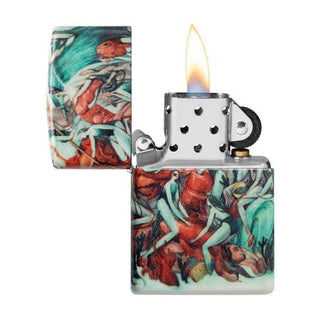 Zippo Zippo lighter with artistic design of figures in a scenic setting