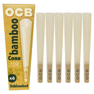 OCB Bamboo Cones packaging with six unbleached cones on a white background
