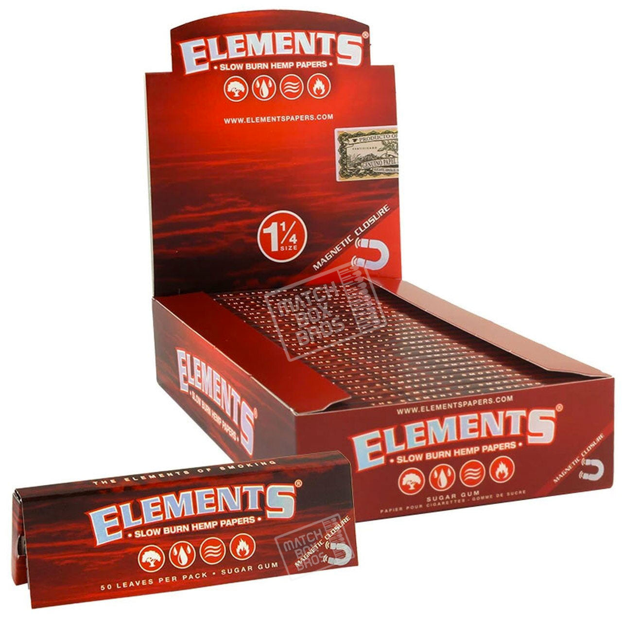 Elements Red 1 1/4 Size Hemp Rolling Paper