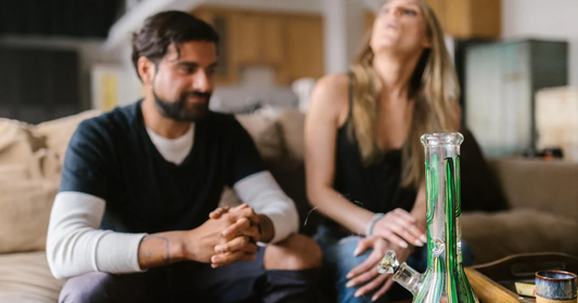 Couple smoking a bong