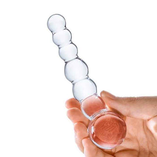 Glas Curved Beaded Glass Dildo 5"