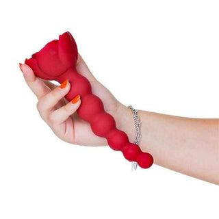 Lux Active Champion Rose Silicone Beaded Anal Probe with Bonus Bullet