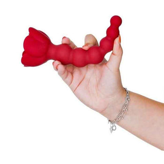 Lux Active Champion Rose Silicone Beaded Anal Probe with Bonus Bullet