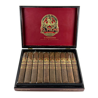 Box of AJ Fernandez El Pulpo cigars with 'El Pulpo' branding on a white background