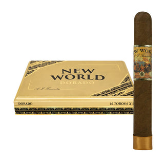 New World Dorado cigar with box on a white background