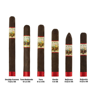 Assorted cigars with labels on a white background