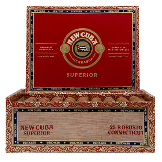 Cigar box with Aganorsa New Cuba Nicaragua branding on a white background