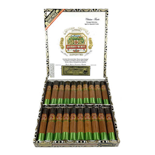 Box of Arturo Fuente Gran Reserva Maduro cigars with a prominent brand logo on a white background