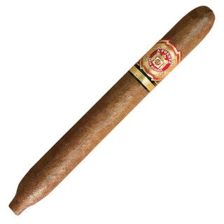 Cigar with a brand label on a white background