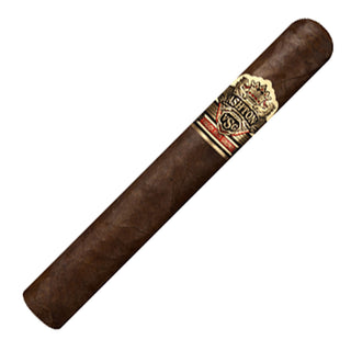 Cigar with a brand label on a white background
