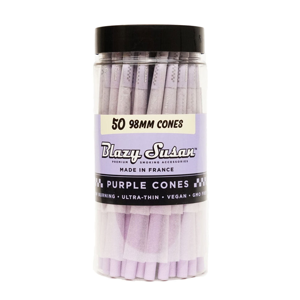 lazy susan 98mm purple pre rolled cones 50 cones pack