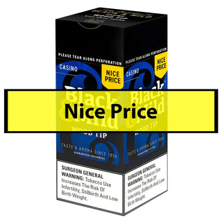 Black & Mild Casino Cigars packaging with 'Nice Price' label on a white background