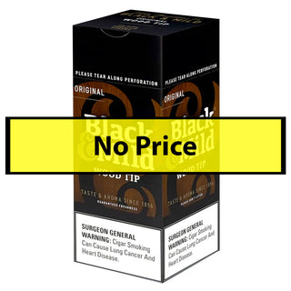 Black & Mild cigar packaging with 'No Price' label overlay