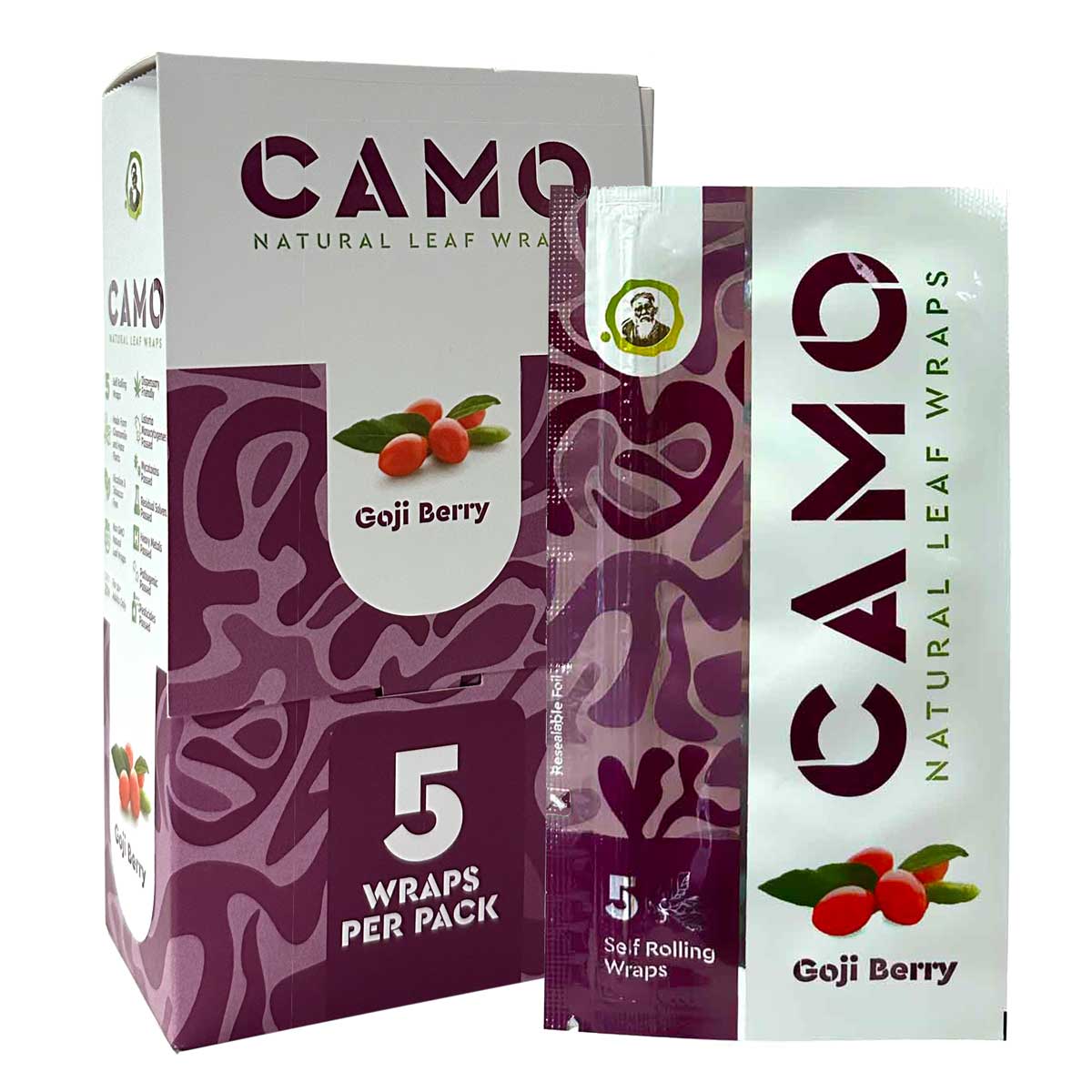 Camo Natural Leaf Wraps ~ Goji Berry Flavor