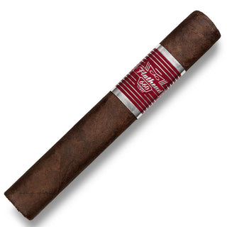 Cigar with a red and silver band on a white background