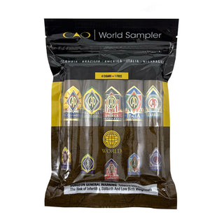 CAO World Sampler cigar pack on a white background