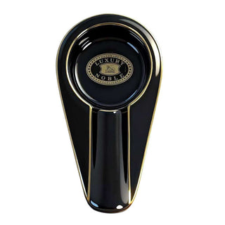 Black and gold cigar ashtray with 'Luxury Noble' branding on a white background