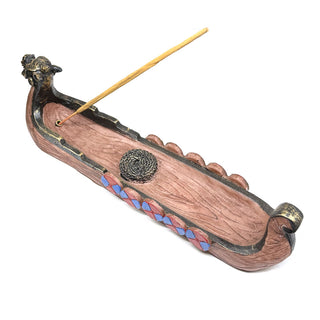JB 10" Wooden Ship Incense Burner