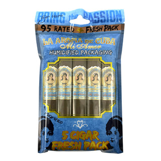 Sampler Pack of La Aroma de Cuba Mi Amor cigars with blue packaging and visible branding.