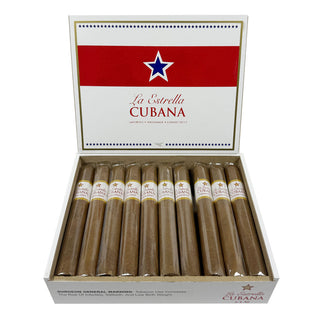 Box of La Estrella Cubana cigars with a red and white label featuring a star.