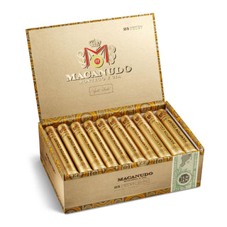 Box of Macanudo cigars with visible branding on a white background