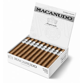 Box of Macanudo Inspirado White cigars on a white background