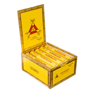 Yellow box of Montecristo Classic cigars with visible branding on a white background