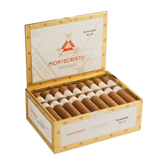 Montecristo White Label cigars in an open box on a white background