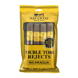 Sampler Pack of Nat Cicco Double Toro Rejects cigars with yellow packaging on a white background