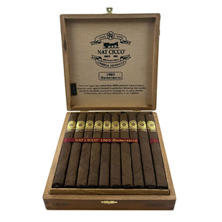 Box of cigars with Nat Cicco branding on a white background