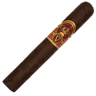 Oliva Serie V Maduro cigar with a decorative band featuring an emblem on a white background